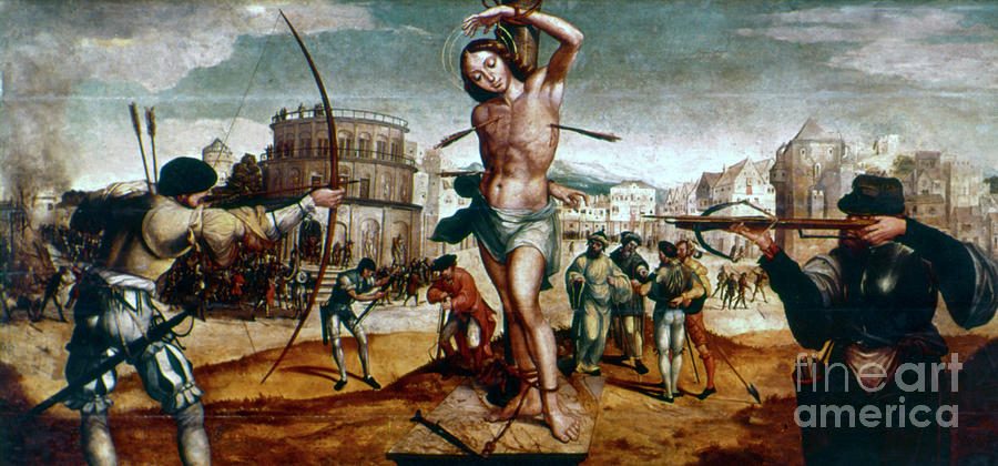 The Martyrdom Of St Sebastian, 16th Drawing by Print Collector