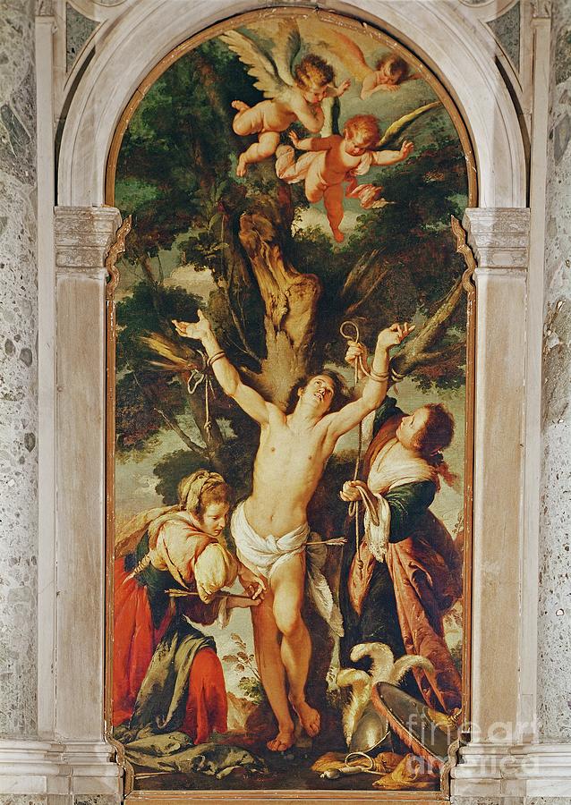 The Martyrdom Of St. Sebastian In The Chapel Of Benedict Xiii Painting by Alberto Sforza
