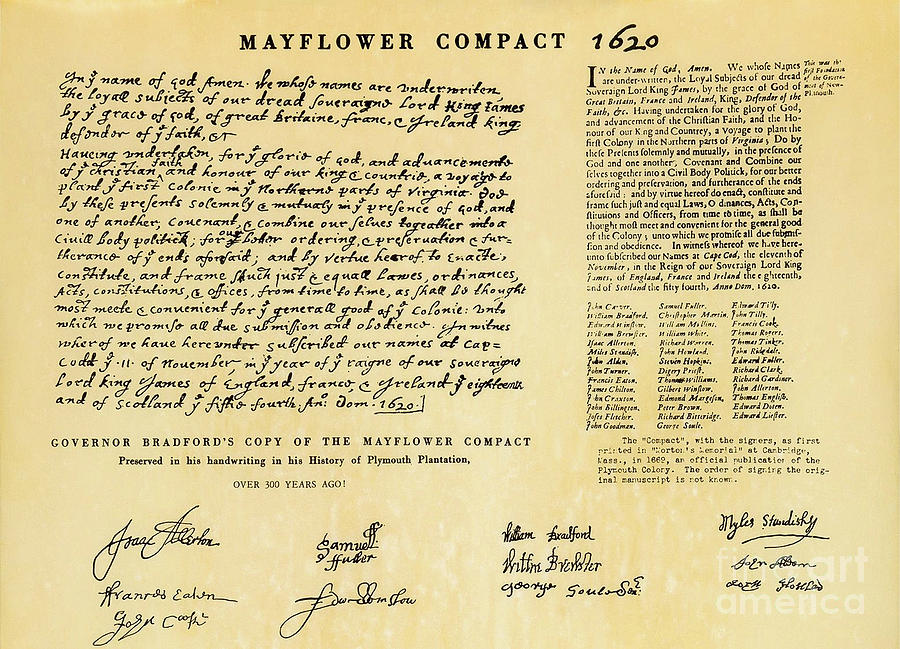 Thanksgiving Photograph - The Mayflower Compact - 1620 by Doc Braham
