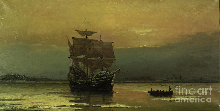 The Mayflower On Her Arrival Drawing by Heritage Images