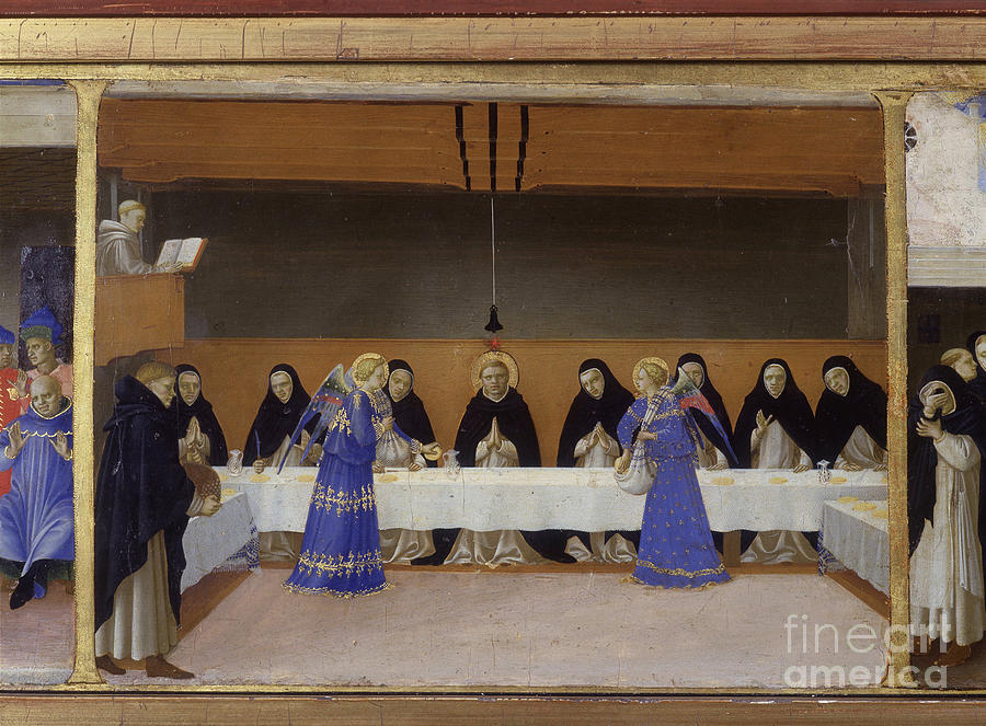 The Meal Of Monks Served By The Angels - The Lower Part Painting by Fra Angelico