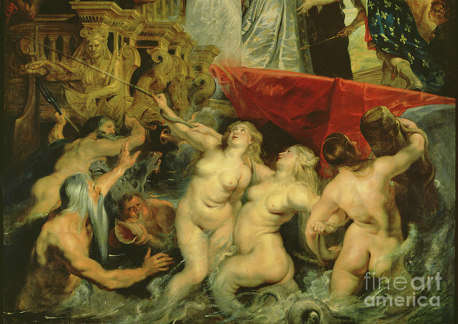 Peter Paul Rubens Painting - The Medici Cycle: The Disembarkation Of Marie De Medici At Marseilles, 3rd November 1600, Detail Of The Naiads, C.1621 by Peter Paul Rubens