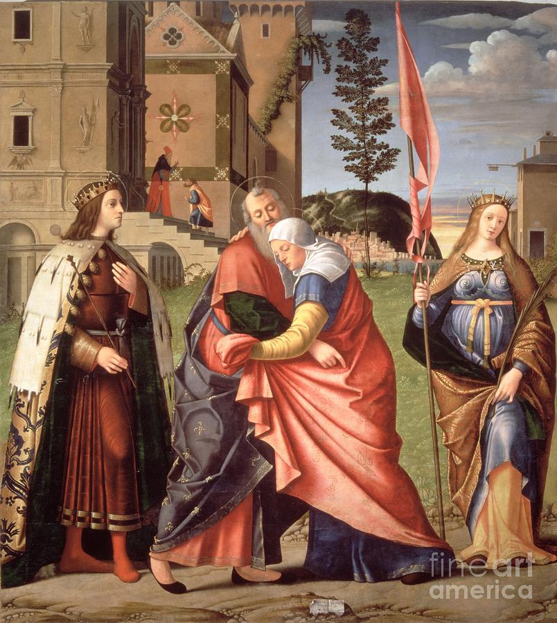 The Meeting At The Golden Gate With Saints, 1515 Painting by Vittore ...