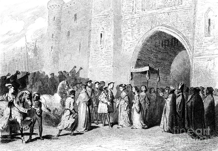 The Meeting Of Henry Viii And Anne Drawing by Print Collector The Meeting Of Henry Viii And Anne Drawing by Print Collector