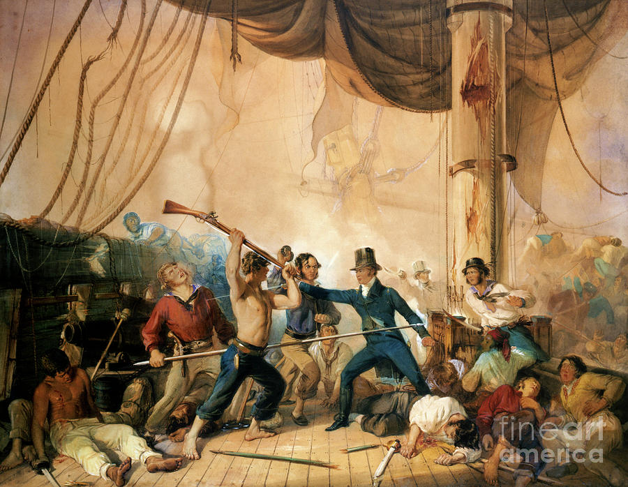 The Melee On The Deck Of The Chesapeake, 1813 Oil Painting Painting by Unknown Artist