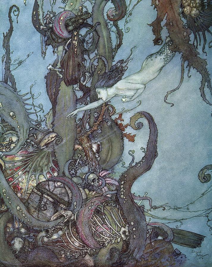 Fantasy Painting - The Mermaid Pl 3 by Edmund Dulac