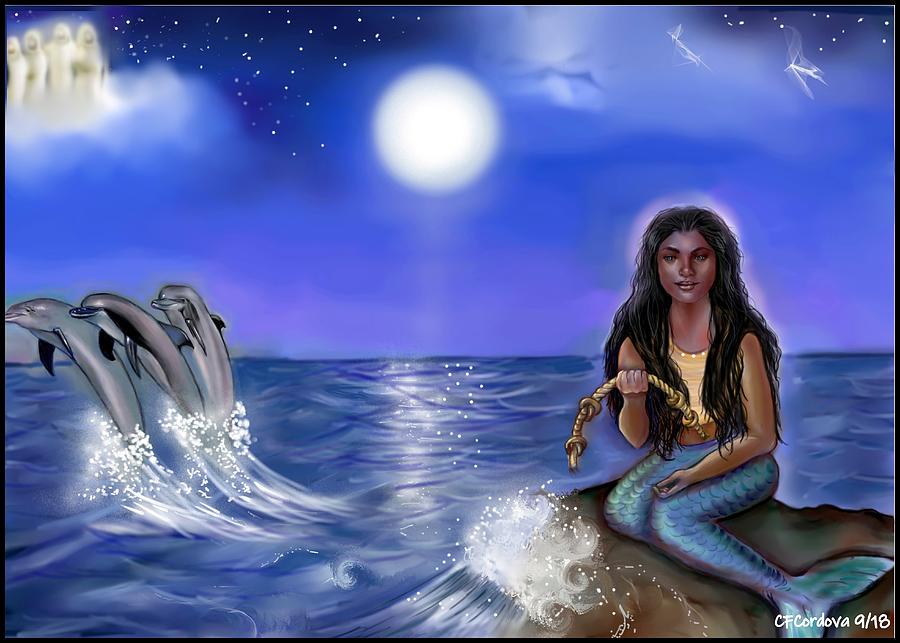 The Mermaid-Spirit Guide Painting Digital Art by Carmen Cordova