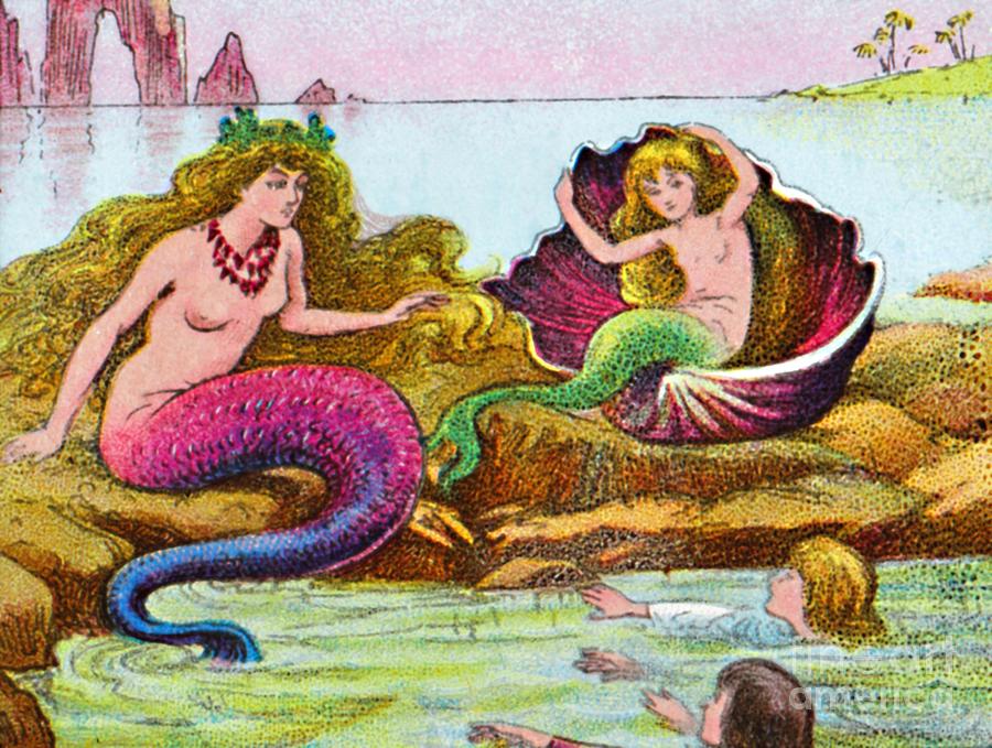 The Mermaids Drawing by Print Collector