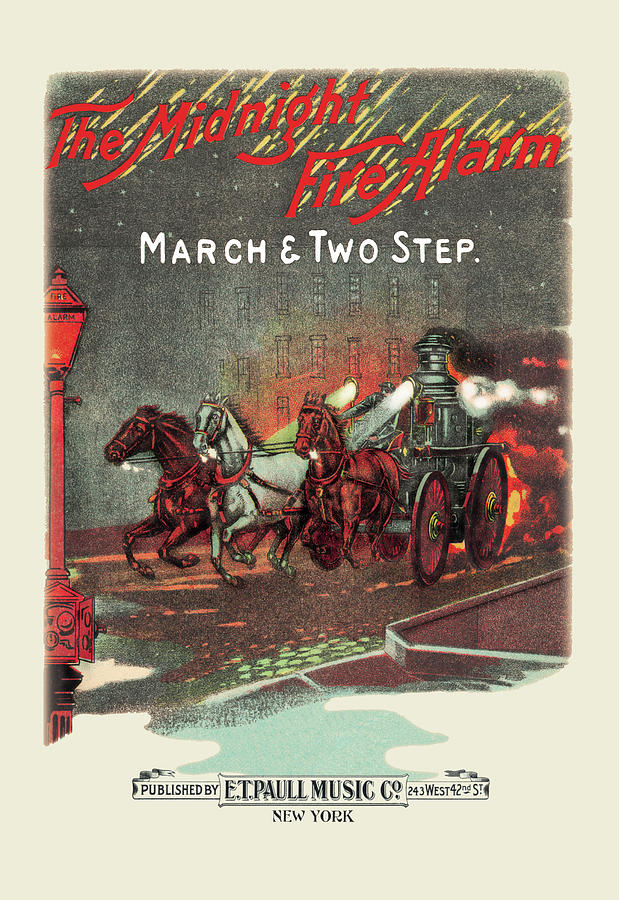 The Midnight Fire Alarm: March and Two-Step Painting by E.T. Paull