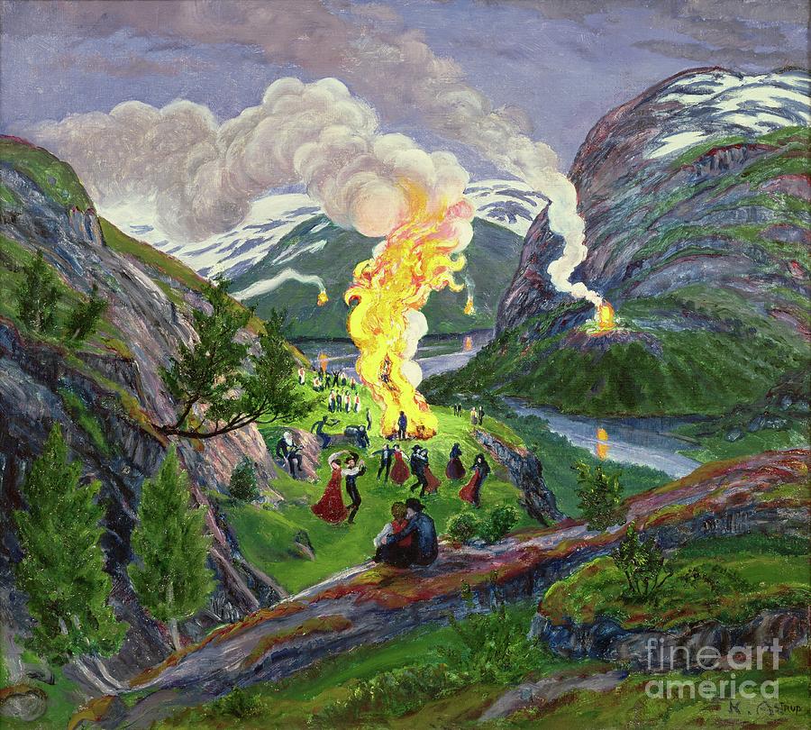 The Midsummer Fire By Astrup Painting by Nikolai Astrup
