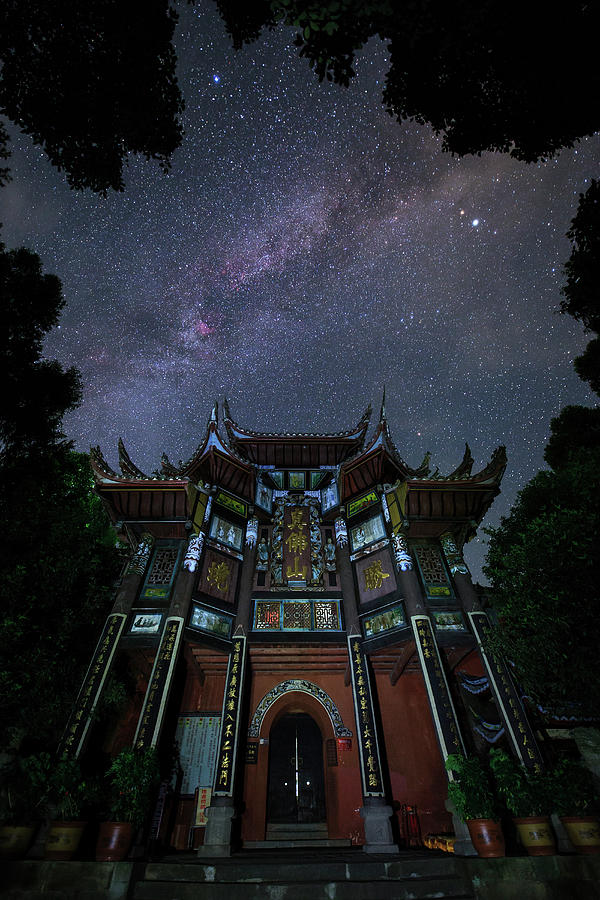 The Milky Way Appears Above An Ancient Photograph by Jeff Dai