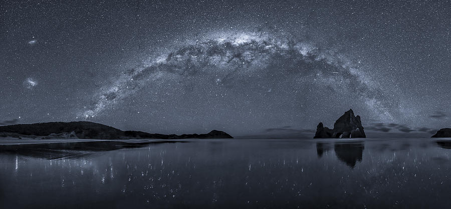 Beach Photograph - The Milky Way Over Wharariki Beach by Hua Zhu