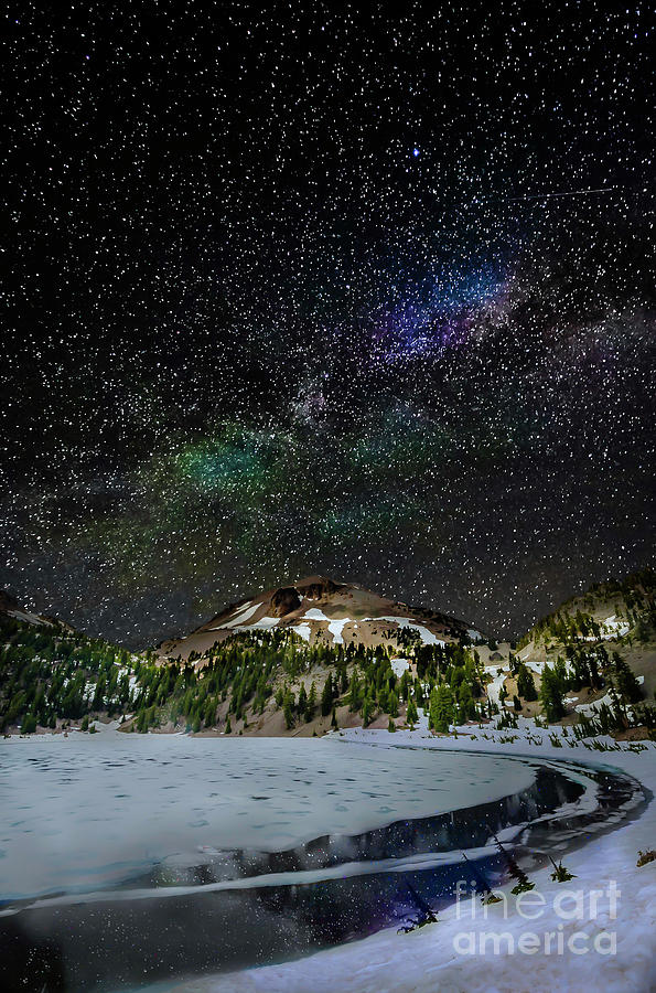 Winter Photograph - The Milky Way Rises over Lassen by Tricio Photography
