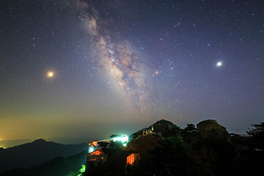 The Milky Way Shines Above Mount Jiuhua Photograph by Jeff Dai