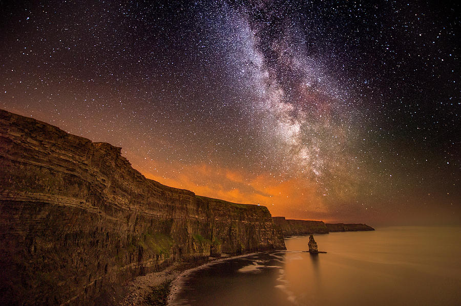 Nature Digital Art - The Milky Way Visible Over The Cliffs Of Moher, Doolin, Clare, Ireland by George Karbus Photography
