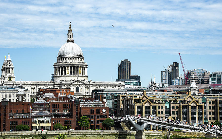 The Millennium Bridge And St Pauls Cathedral In Central London Photograph