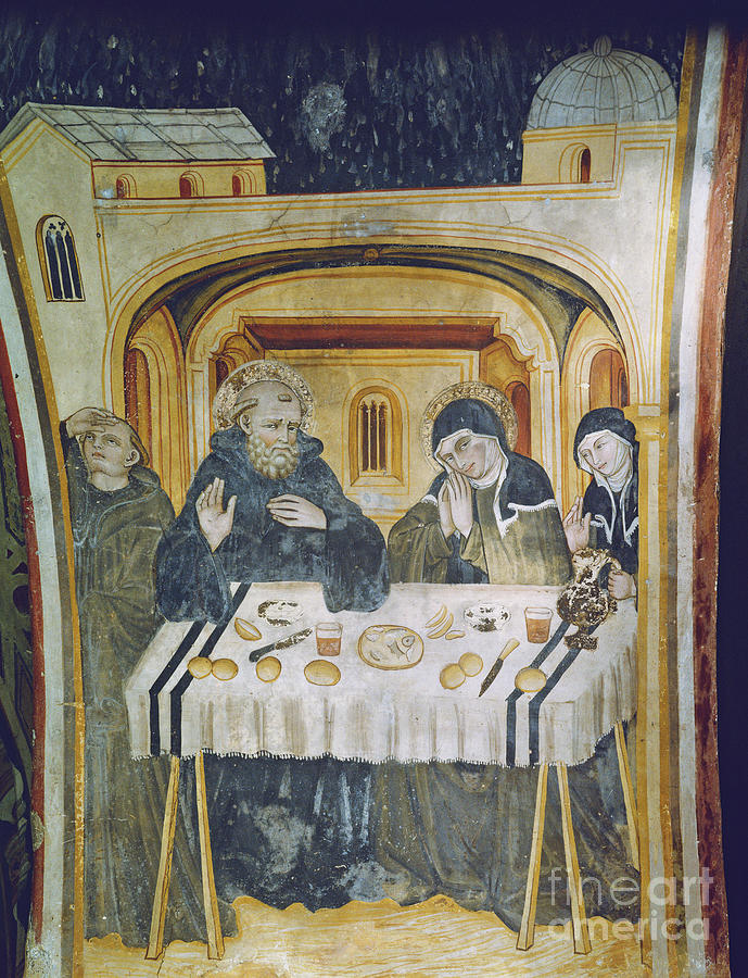 The Miracle Of The Rain After The Intervention Of St. Scholastica During The Meal With Her Brother, St. Benedict, 15th Century Painting by Italian School