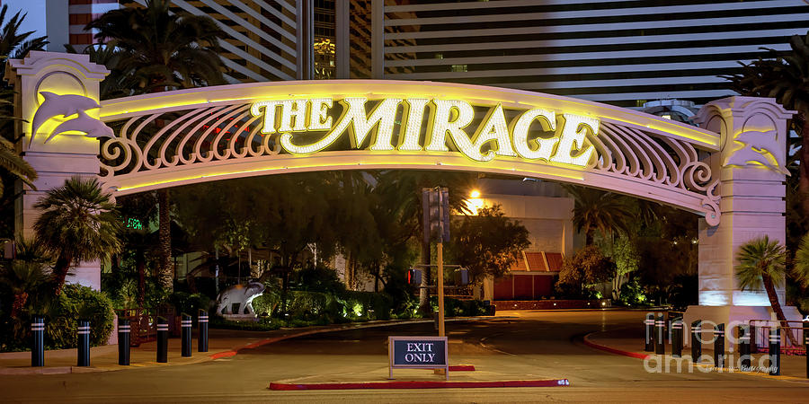 The Mirage Exit Sign at Night 2 to 1 Ratio Photograph by Aloha Art