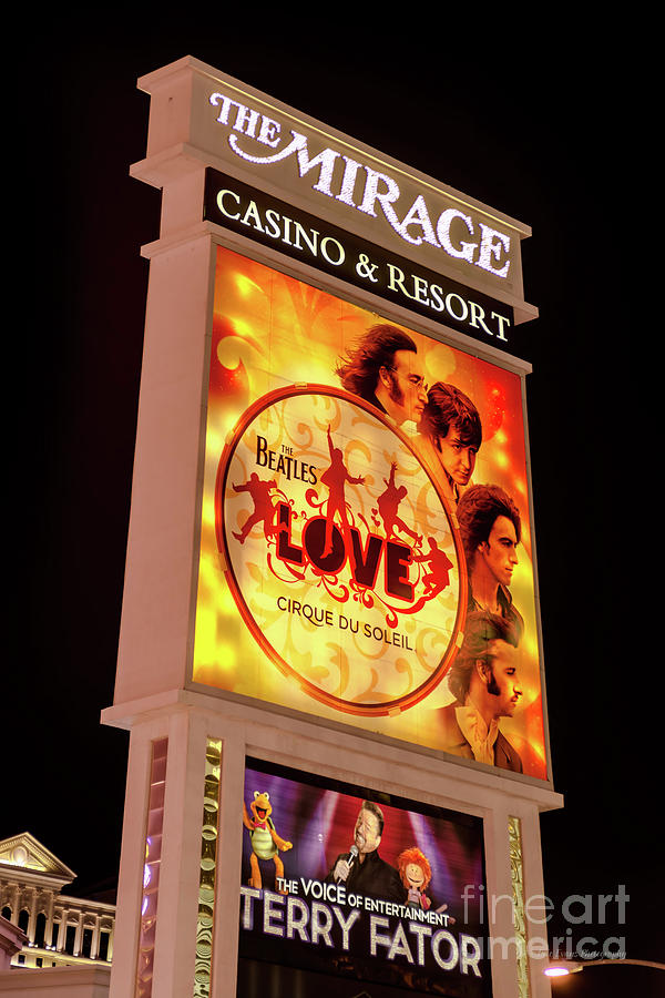 The Mirage Sign at Night Old Beatles Version Photograph by Aloha Art