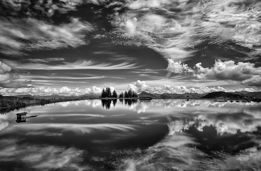 Black And White Photograph - The Mirror Of The Clouds by Aida Ianeva