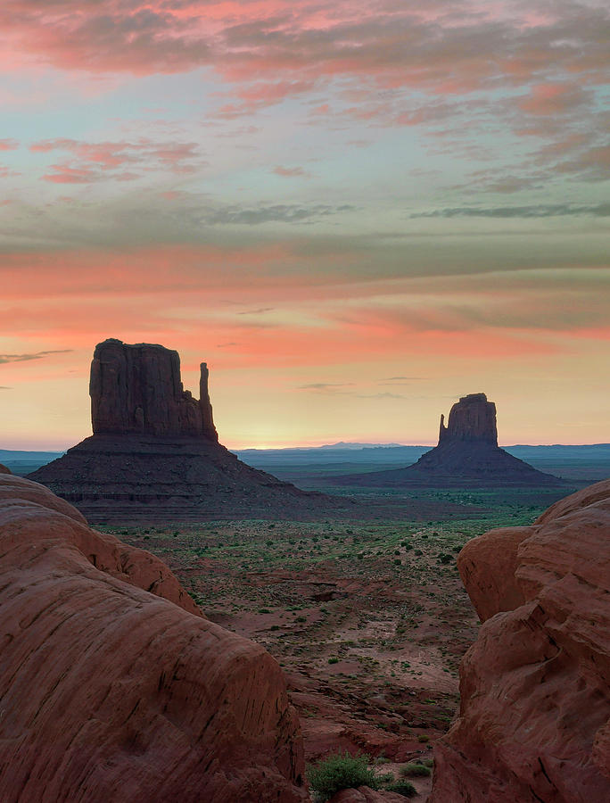 The Mittens At Sunset, Monument Valley, Arizona Photograph by Tim Fitzharris