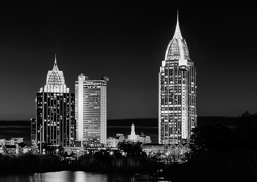 The Mobile Skyline Black and White Photograph by JC Findley
