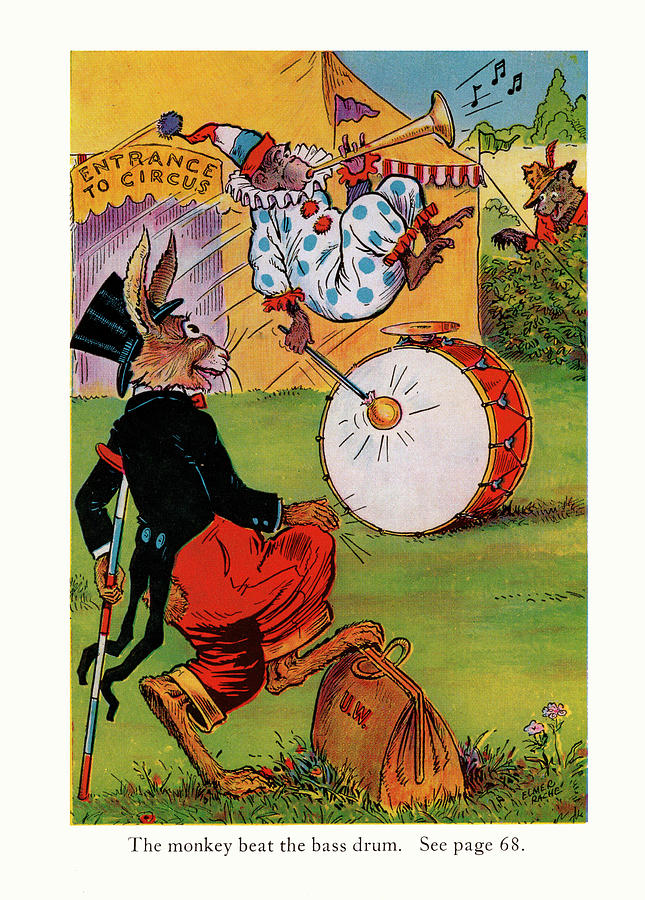 The Monkey Beat the Bass Drum Painting by Elmer Rache
