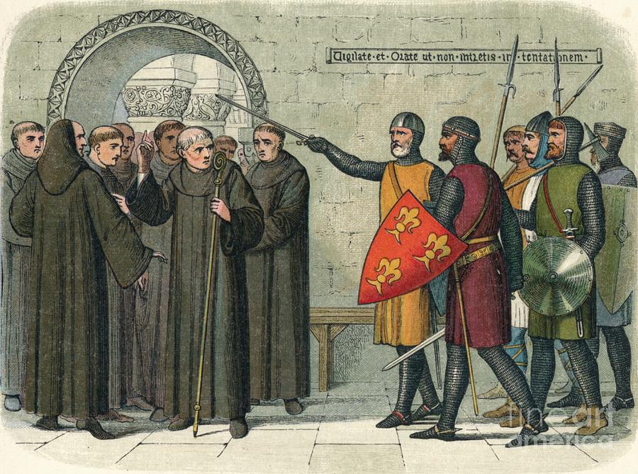 The Monks Of Christchurch Expelled 1209 Drawing by Print Collector