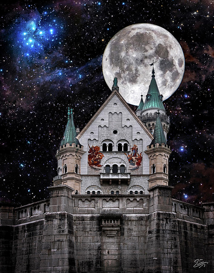 The Moon Over Neuschwanstein Photograph by Endre Balogh