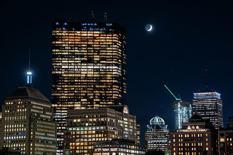 The moon rising over Back Bay and the Boston Common Boston MA Photograph by Toby McGuire