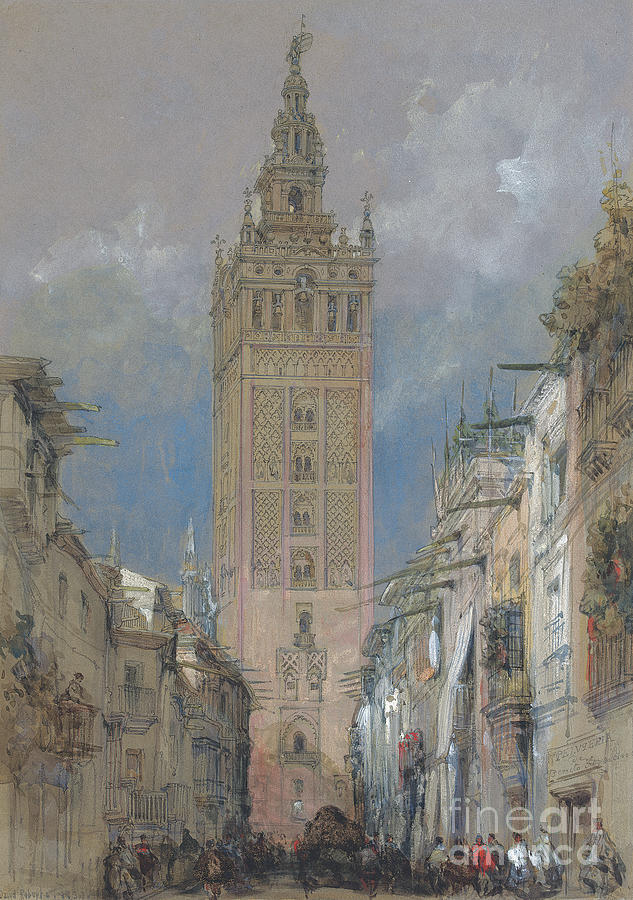 David Roberts Painting - The Moorish Tower At Seville, Called The Giralda, Spain, 1833 by David Roberts