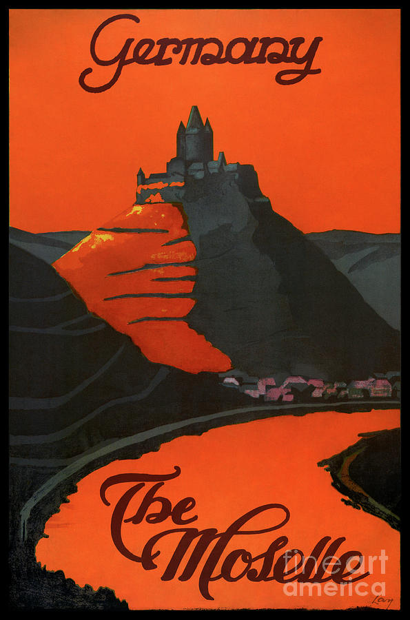 The Moselle Germany Vintage Travel Poster Restored Drawing