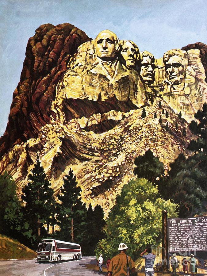 The Mount Rushmore National Memorial, Depicted In 1978 Painting by Harry Green