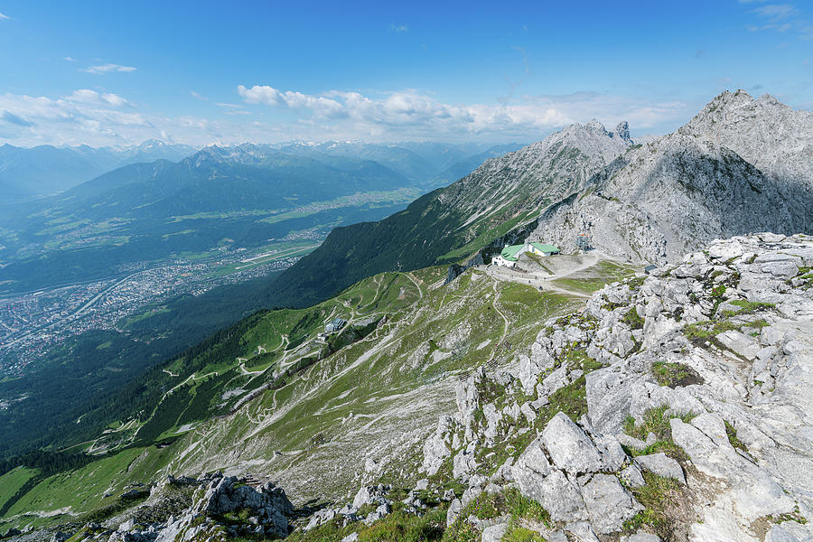 The Mountain Station At Hafelekar Above The City Of Innsbruck, Tyrol, Austria Photograph by Manuel Bischof