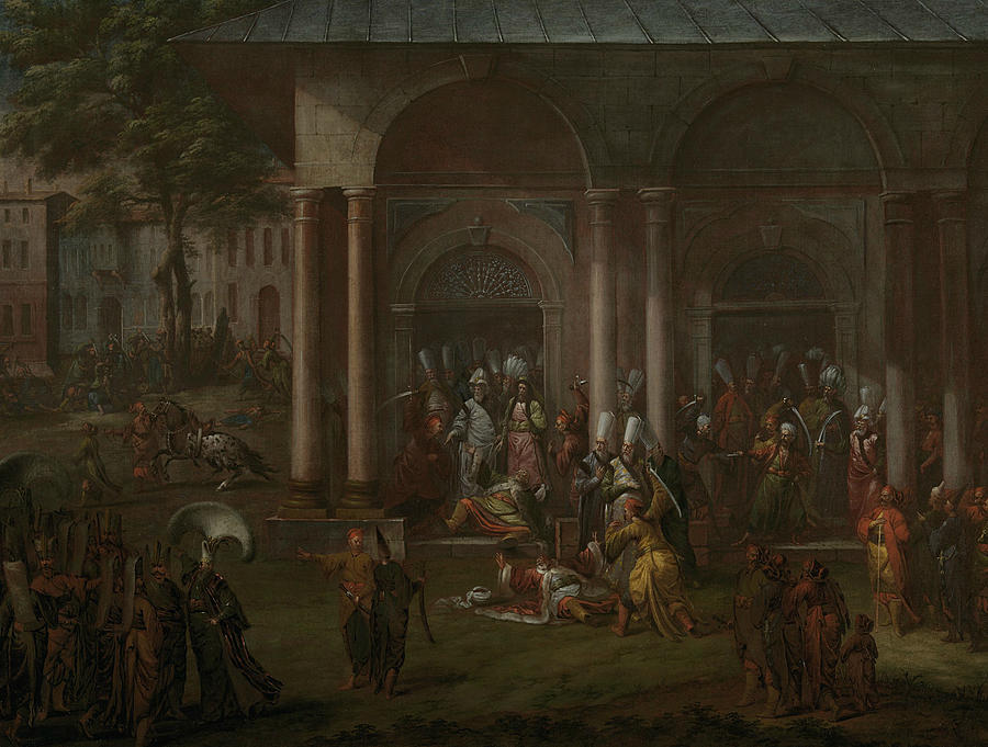 The Murder of Patrona Halil and His Followers Painting by Jean Baptiste Vanmour