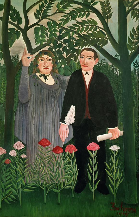 The Muse inspires the poet, 1909 -Marie Laurencin et Guillaume Apollinaire-. HENRI ROUSSEAU . Painting by Henri Rousseau -1844-1910-