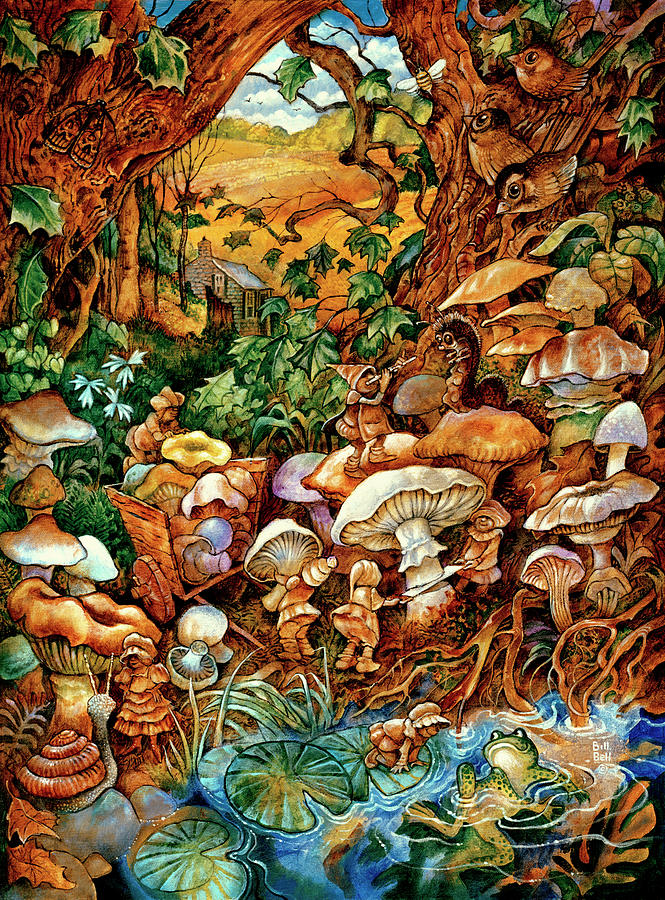 Animal Painting - The Mushroom Fairies by Bill Bell