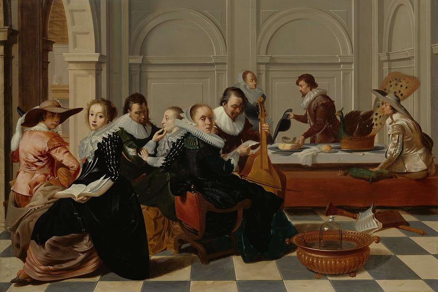 The Musical Gathering. Painting by Willem Cornelisz Duyster -copy after- Johann Liss -rejected attribution- The Musical Gathering. Painting by Willem Cornelisz Duyster -copy after- Johann Liss -rejected attribution-
