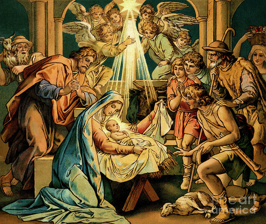 The nativity, Madonna and child, New Testament Painting by English School