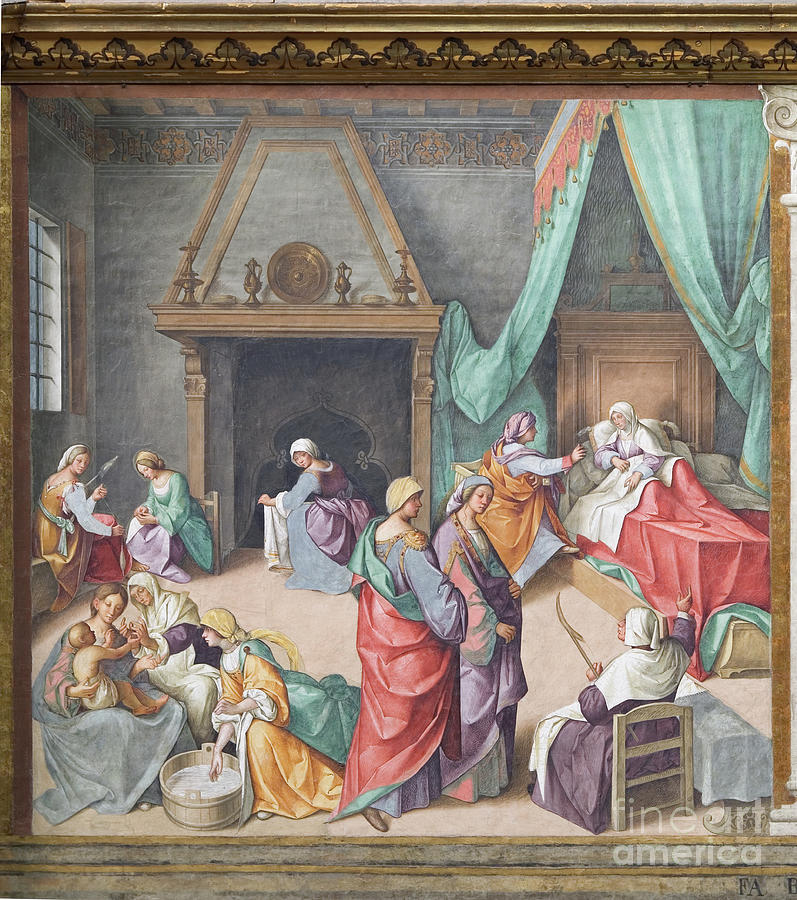 The Nativity Of Mary, Fresco, 1515 Painting by Boccaccio Boccaccino