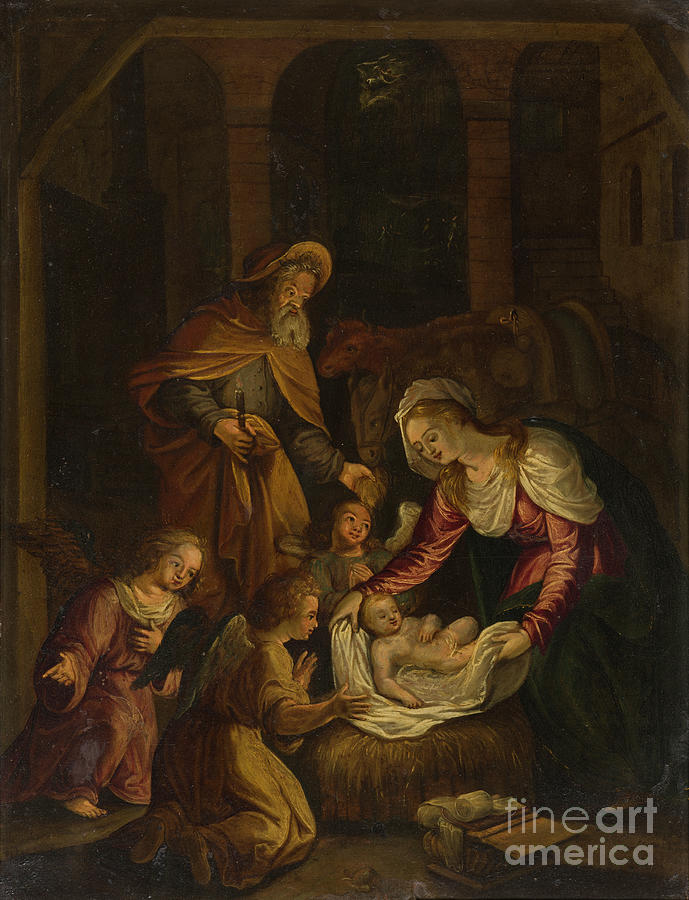 The Nativity,flemish School Seventeenth Century Painting by Flemish School