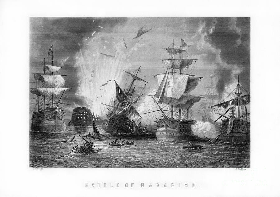 The Naval Battle Of Navarino, 20th Drawing by Print Collector