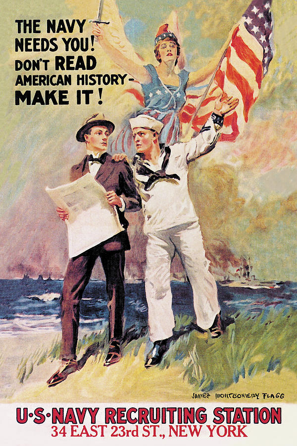 The Navy Needs You Painting by James M. Flagg