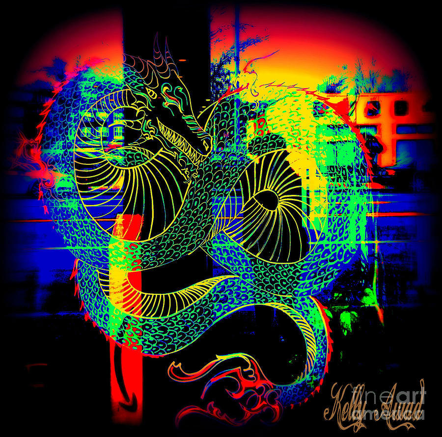The Neon Dragon Signed Photograph by Kelly Awad