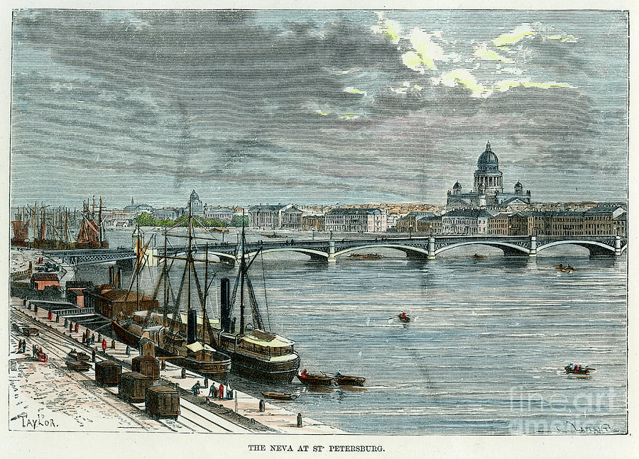 The Neva At St Petersburg, Russia Drawing by Print Collector
