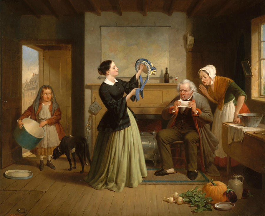 The New Bonnet, 1858 Painting by Francis William Edmonds