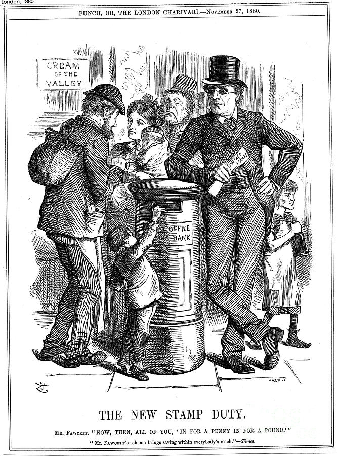 The New Stamp Duty, 1880. Artist John Drawing by Print Collector The New Stamp Duty, 1880. Artist John Drawing by Print Collector