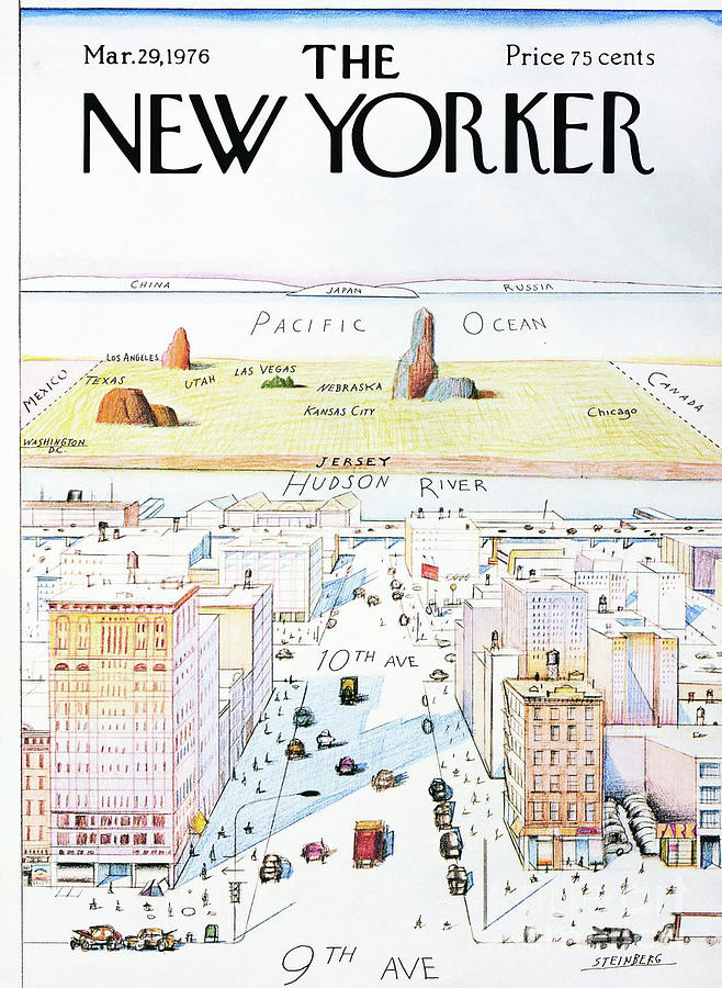The New Yorker Painting - The New Yorker - March 29, 1976 by Saul Steinberg The New Yorker Painting - The New Yorker - March 29, 1976 by Saul Steinberg