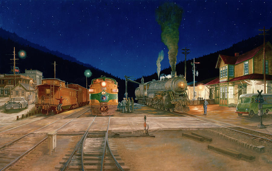 Transportation Painting - The Night Crew by Les Ray