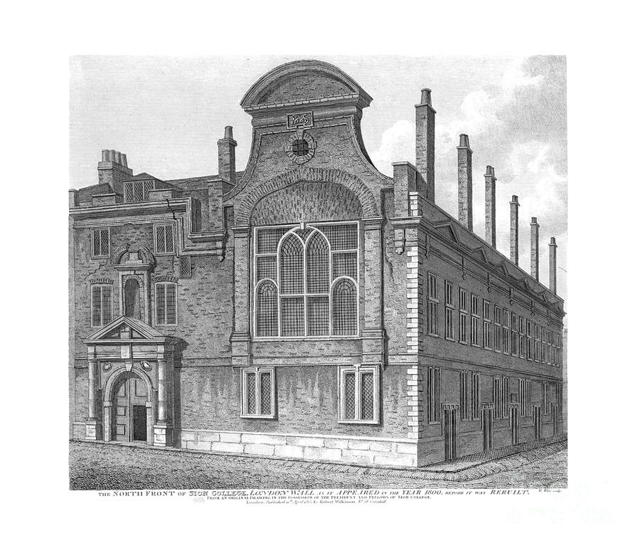 The North Front Of Sion College Drawing by Print Collector